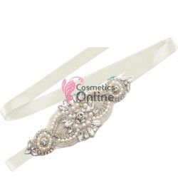 Brau din satin Hand Made Luxury BLT034NN cu Crystale aplicate pentru rochie de mireasa